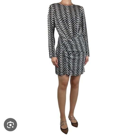 The Kooples Zig Zag Long Sleeve Mini Dress - Picture 1 of 11